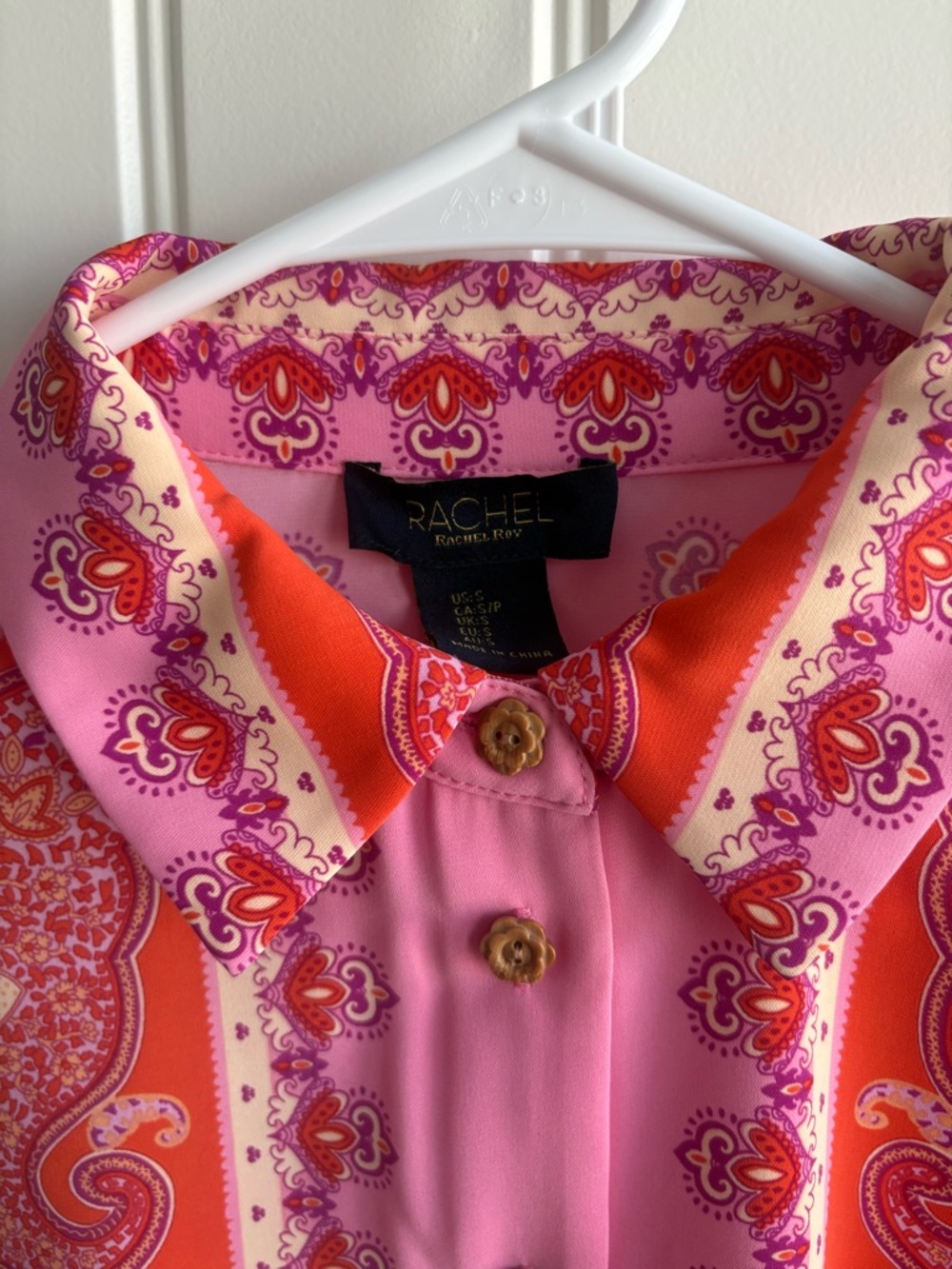 RACHEL Rachel Roy Pink Paisley Button/Wide-Leg Two-Piece Set - Picture 6 of 7
